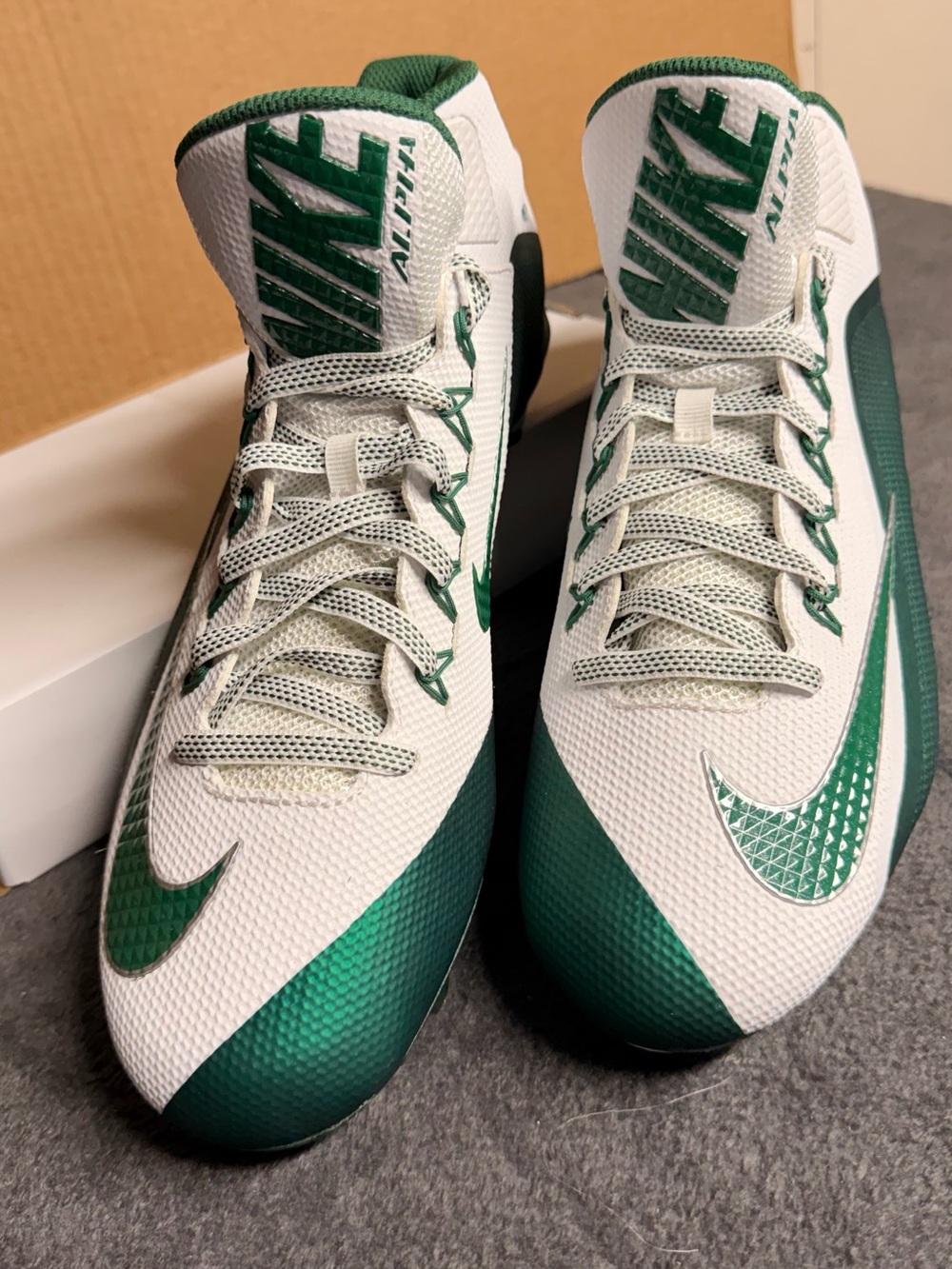 Nike Alpha Pro 2 Mid 3/4 Detachable Football Cleats Green White Sz 13 - Picture 2 of 6